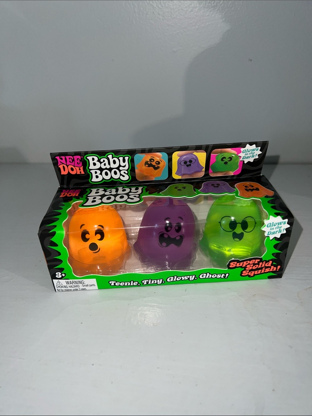 NeeDoh Baby Boos Glow Ghost Squish Toy Trio - Orange, Purple, Green